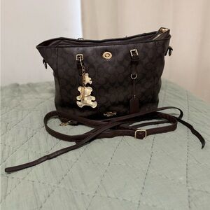 Coach Dark Brown Signature Tote